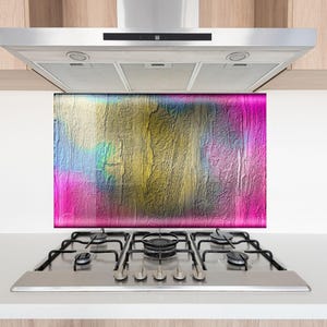 Tempered Glass Kitchen Backsplash, Rainbow Backsplash, Stove Backsplash for Kitchen Splashback for Stove, Leaf Stained, Bathroom Wall