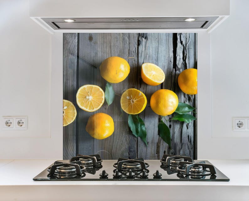 Lemon Splashbacks Rustic Lemon Glass Backsplash Panel, Tempered Glass Kitchen Splashback ...