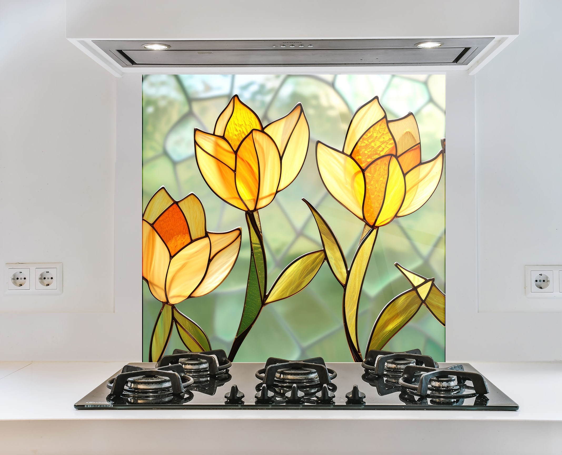 Tempered Glass Backsplash Tile-flower Backsplash Tiles-stove