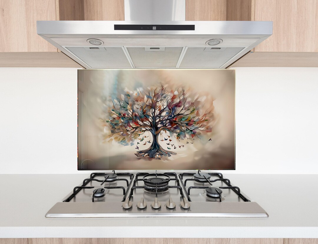 Tempered Glass Backsplash Tile-apple Tree Backsplash Tiles-stove ...