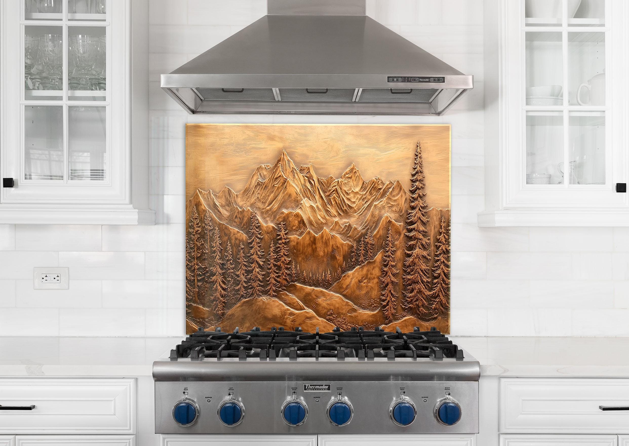 Tempered Glass Kitchen Backsplash: Forest Pine Tree Glass Splashback ...