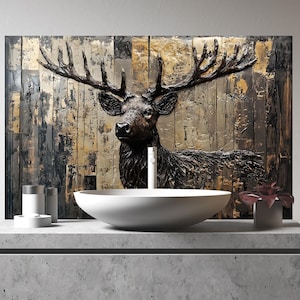 Tempered Glass Kitchen Backsplash, Deer Backsplash, Stove Backsplash for Kitchen Splashback for Stove Back Cover, Backsplash Behind Stove