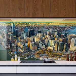 Diseño de protector contra salpicaduras de vidrio templado con diseño de puesta de sol - Panel de protección contra salpicaduras para pared de cocina - Diseño de panel de vidrio contra salpicaduras con vista al mar