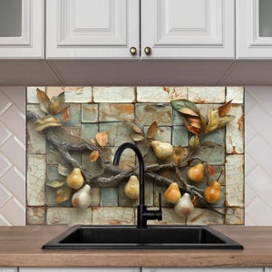 Tempered Glass Kitchen Backsplash, Fruits Backsplash, Fruit Splashback Stove Back Cover, Backsplash Behind Stove