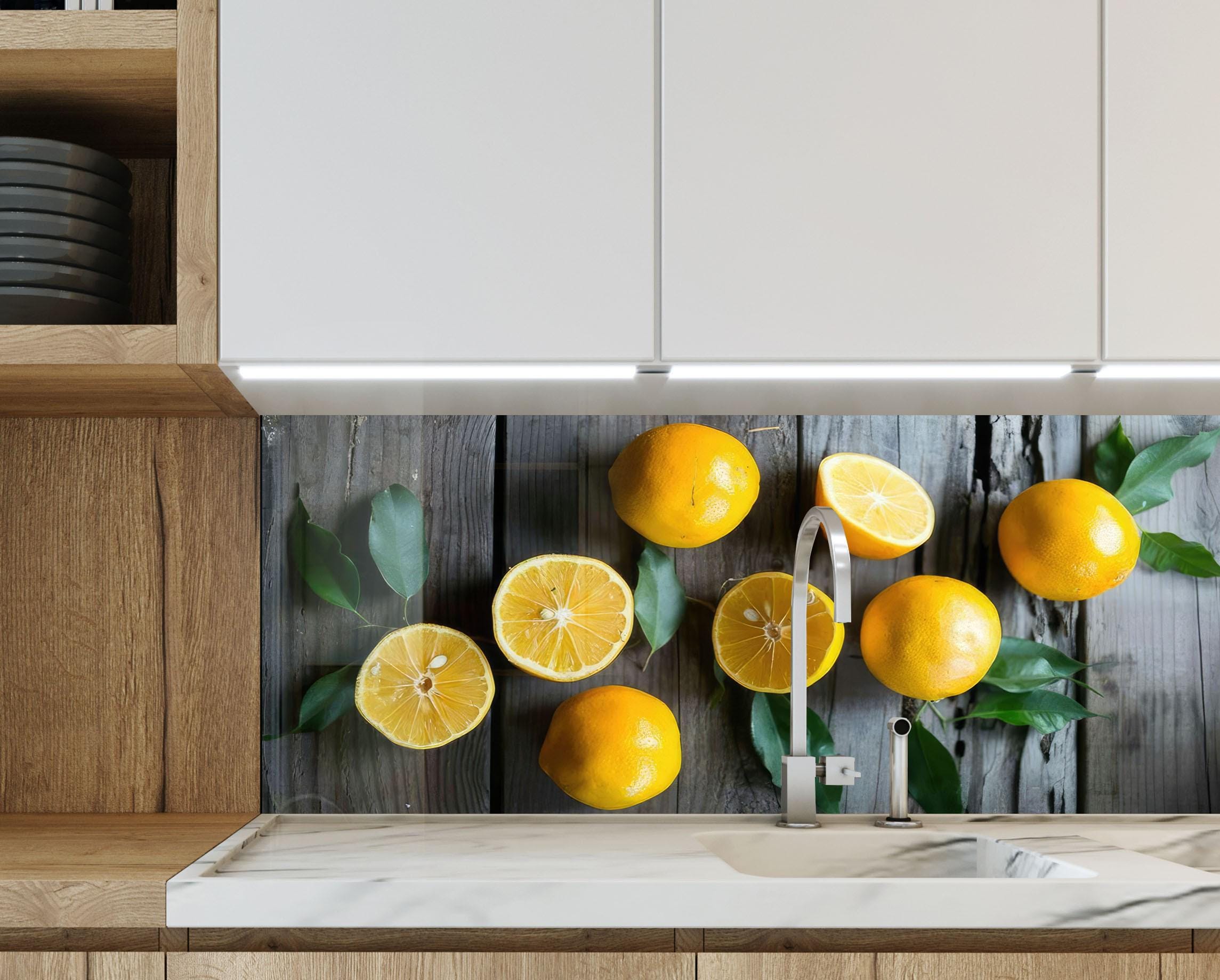 Lemon Splashbacks Rustic Lemon Glass Backsplash Panel, Tempered Glass Kitchen Splashback ...