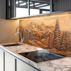 Tempered Glass Kitchen Backsplash: Forest Pine Tree  Glass Splashback Tile