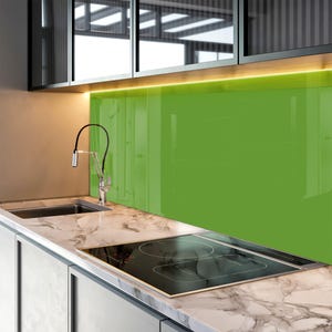 Green Tempered Glass Kitchen Backsplash: Stove Back Cover