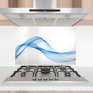 Protector contra salpicaduras de cocina de vidrio templado Blue Wave: cubierta resistente al calor para estufa