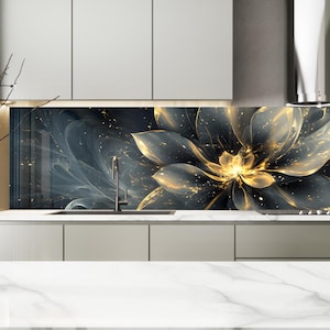 Tempered Glass Kitchen Backsplash, Flower Backsplash, Stove Backsplash for Kitchen Splashback for Stove Back Cover, Backsplash Behind Stove