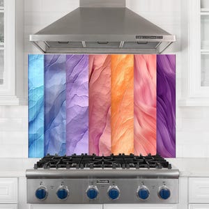 Tempered Glass Kitchen Backsplash, Rainbow Backsplash, Stove Backsplash for Kitchen Splashback for Stove, Leaf Stained, Bathroom backsplash