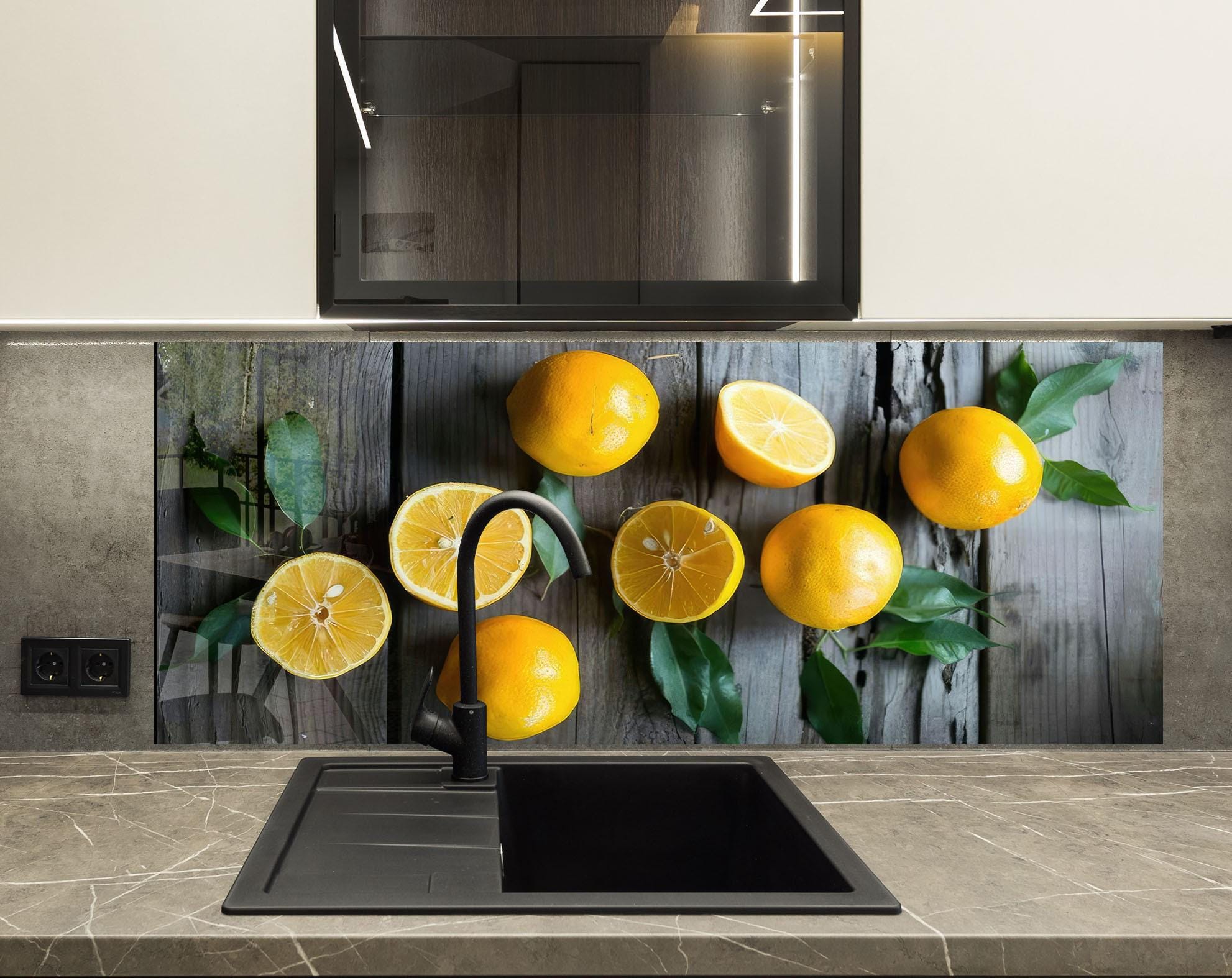 Lemon Splashbacks Rustic Lemon Glass Backsplash Panel, Tempered Glass Kitchen Splashback ...