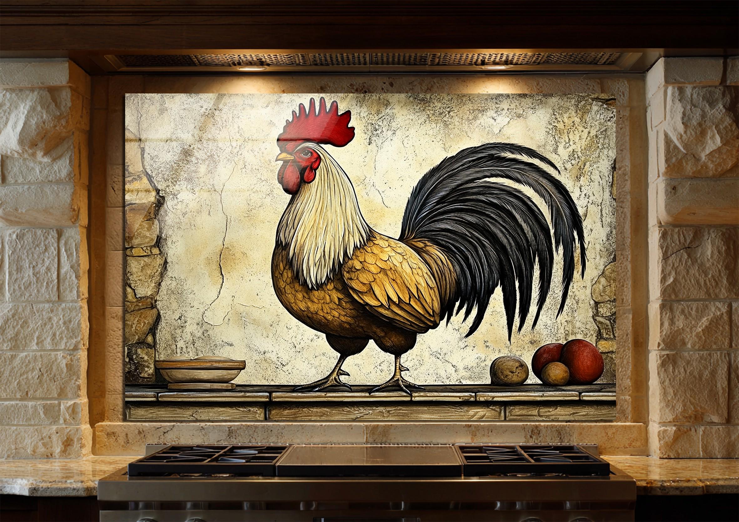 Stained Glass Rooster Backsplash, Rustic Farmhouse Animal Tile , Rustic ...