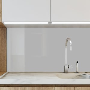 Panneau de dosseret en verre gris massif, crédence de cuisine en verre trempé pour mur de poêle, décor neutre moderne minimal, facile à nettoyer