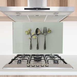 Spice Spoon Tempered Glass Kitchen Backsplash & Splashback – Colorful Cooking Spices Wall Art, Heat Resistant Stove Panel