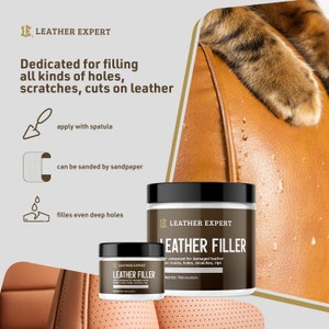 Leather Filler Lederspachtel Weiß oder Schwarz Risse Kratzer Reparatur 50ml 250ml mit Spachtel Bild 7