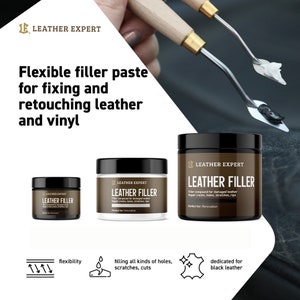 Leather Filler Lederspachtel Weiß oder Schwarz Risse Kratzer Reparatur 50ml 250ml mit Spachtel Bild 2