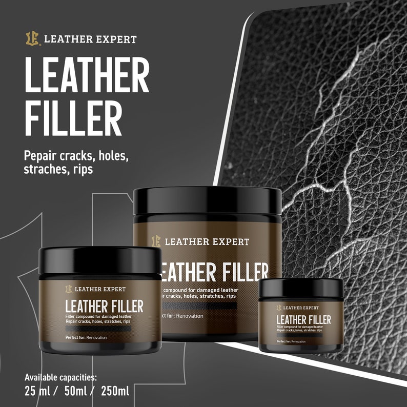 Leather Filler Lederspachtel Weiß oder Schwarz Risse Kratzer Reparatur 50ml 250ml mit Spachtel Bild 5