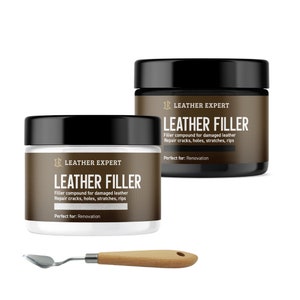 Leather Filler Lederspachtel Weiß oder Schwarz Risse Kratzer Reparatur 50ml 250ml mit Spachtel Bild 1