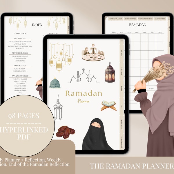Digital Ramadan Planner, hyperlinked PDF