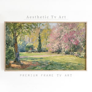 Spring Samsung Frame TV Art, Coquette Room Decor, Farmhouse TV Frame Art, Landscape Oil Painting, Cottagecore art, Digital Download Frame TV