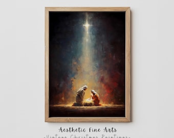 Impresión navideña de la Natividad, decoración navideña cristiana, pintura religiosa del Niño Jesús, impresión navideña espiritual