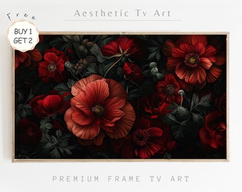 Moody Roses Oil Painting, Dark Academia Samsung Frame TV Art (Digital Download)