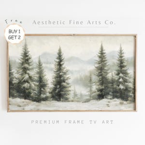 Neutral Winter Forest Vintage Frame TV Art, Christmas Art for TV, Winter Landscape Painting, Christmas Decor, Digital Download Frame TV Art
