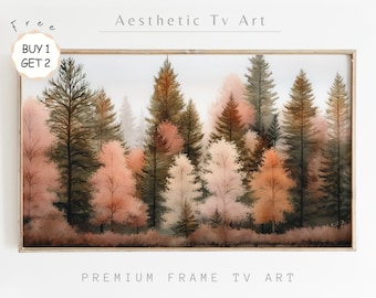 Neutral Fall Forest Vintage Frame TV Art, Autumn Art for TV, Wildflower Art, Autumn Aesthetic Decor, Digital Download Frame TV Art