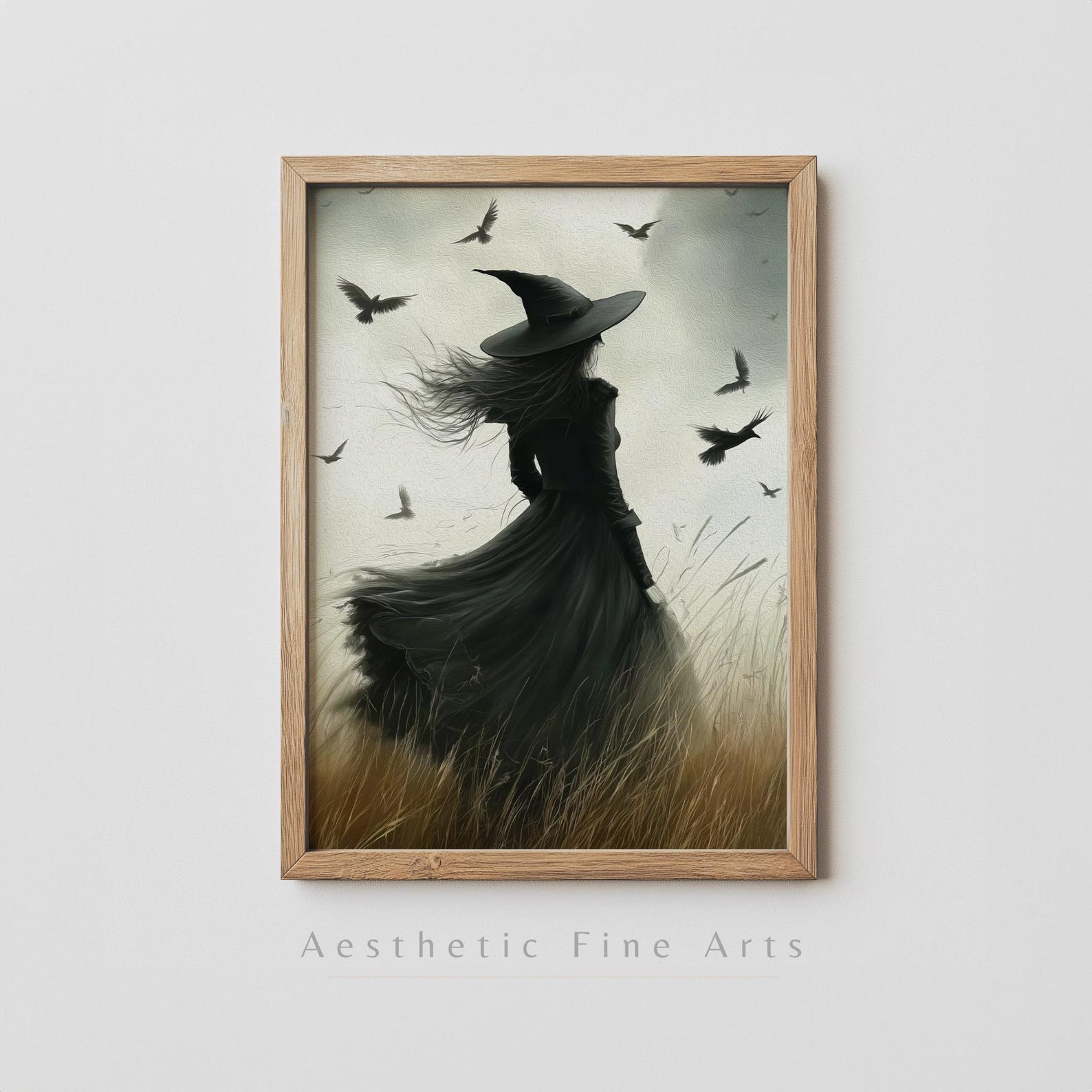 Vintage Witch Halloween Printable Wall Art, Halloween Wall Decor, Dark ...
