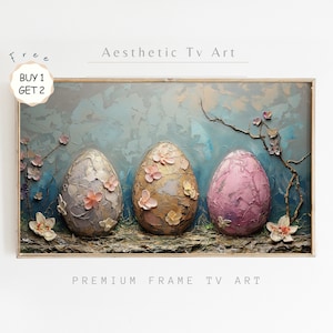 Vintage Easter Samsung Frame TV Art, Easter Eggs Textured Oil Painting, Cottagore Decor, Farmhouse Frame TV, Digital Download