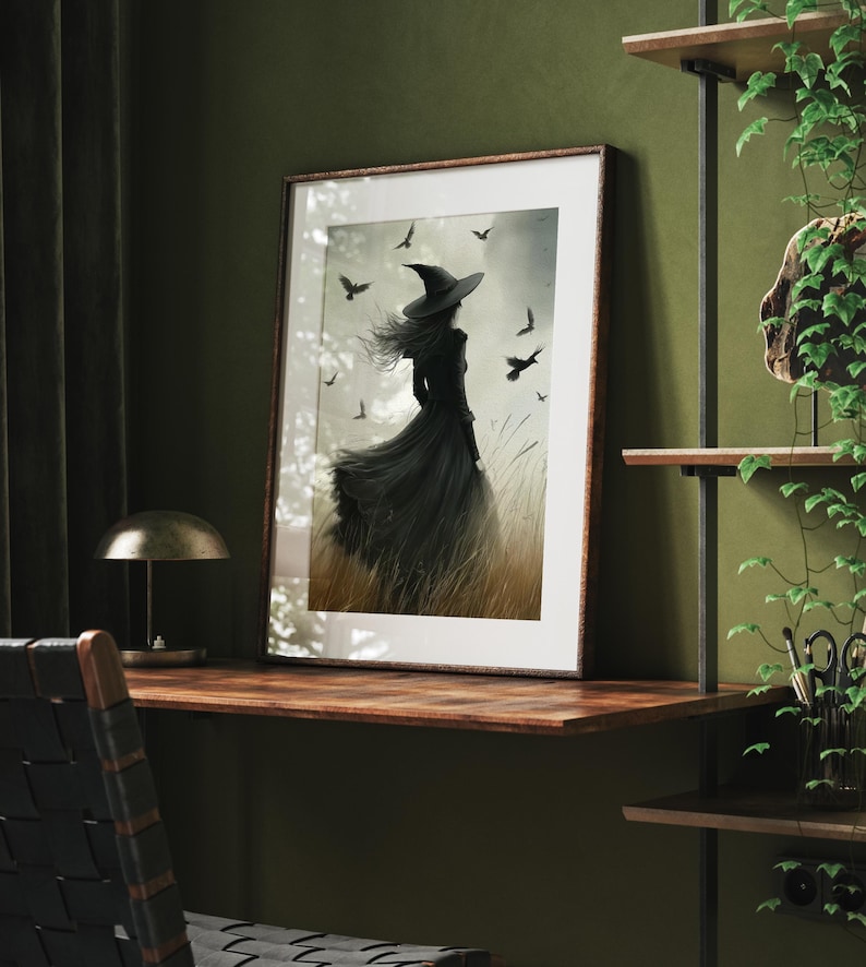 Vintage Witch Halloween Printable Wall Art, Halloween Wall Decor, Dark Witch Aesthetic, Witchy ...