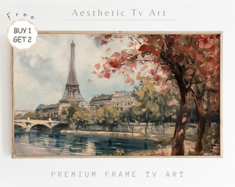 Vintage Frame TV Art, Summer in Paris Antique Oil Painting for Samsung Frame TV, Farmhouse Wall Art, Cottagecore Decor, Digital Download