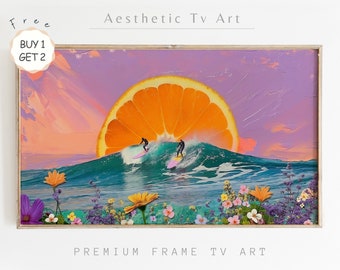 フレーム TV サマー アート デジタル ダウンロード、カラフルなビーチ テクスチャ ペインティング、フレーム TV 用ポップ アート、Samsung TV スクリーンセーバー