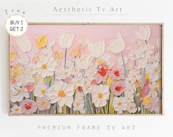 Spring Flowers Oil Painting for Frame TV, Floral Farmhouse Decor (Digital Download)