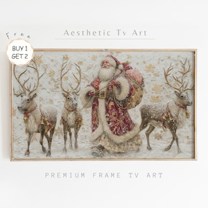 Santa Claus Samsung Frame TV Art, Textured Christmas Art for TV, Farmhouse Painting, Christmas Holiday Decor, Digital Download TV Art