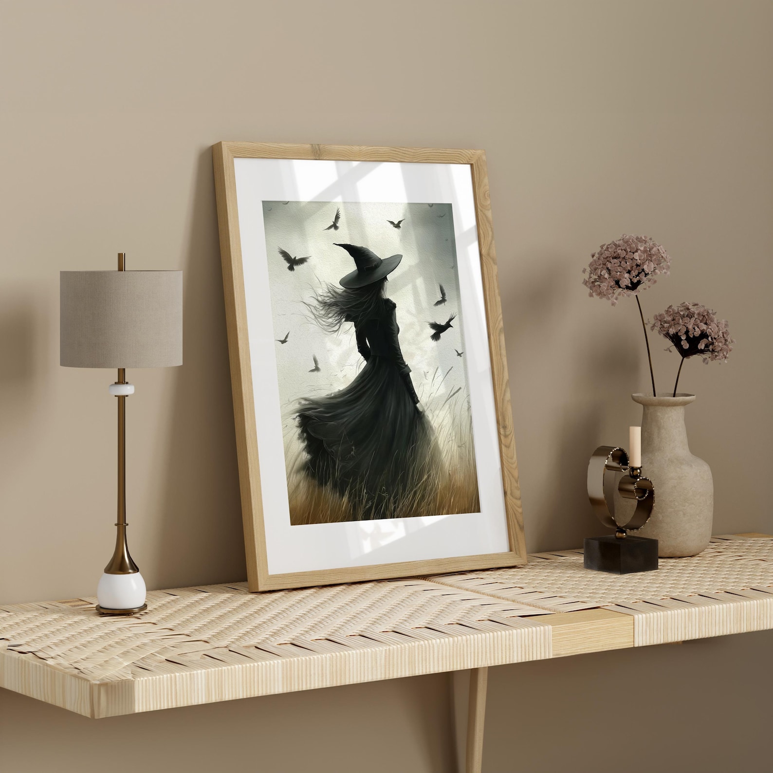 Vintage Witch Halloween Printable Wall Art, Halloween Wall Decor, Dark ...
