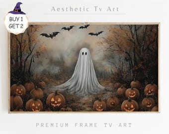 Halloween Frame TV Art, Ghost Painting, Spooky Haunted Forest TV