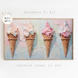 Textured Summer Abstract Oil Painting For Frame TV, Soft Pastel Toned 3D Modern Wall Art, Summer Farmhouse Decor, Digital Download