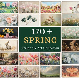 Spring Frame TV Art Mega Bundle 170+, Colorful Floral & Bunny Digital Backgrounds for TV, Easter Art, Valentine and St. Patrick's Day TV Art