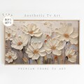 Abstract Samsung Frame TV Art, Spring Oil Painting, Textured Spring Wildflowers Painting, Neutral Farmhouse Decor, Digital Download TV Frame