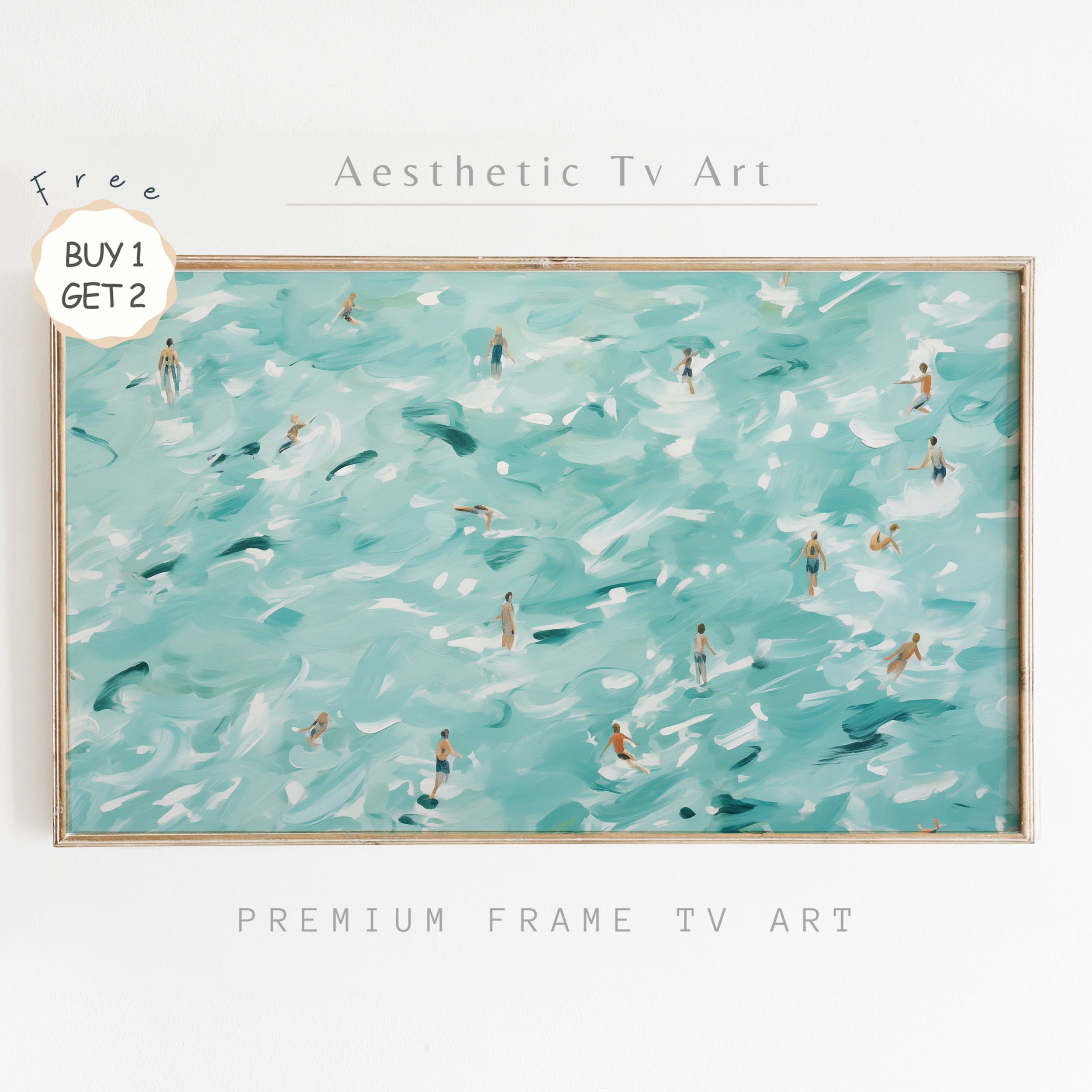 Abstract Summer Frame TV Art INSTANT Download, Seascape Swimming Painting for TV, Beach House Decor, Modern Abstract Seascape Art for Tv