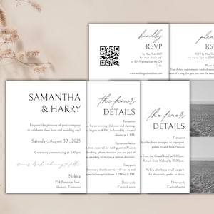 Convite de casamento minimalista | Convite de casamento clássico| Convite de casamento atemporal | Código QR