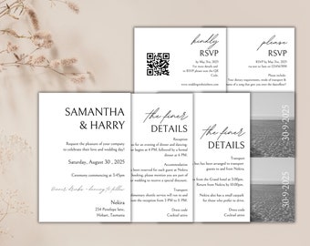 Minimalist Wedding Invitation | Classic Wedding Invitation| Timeless Wedding Invitation| QR code