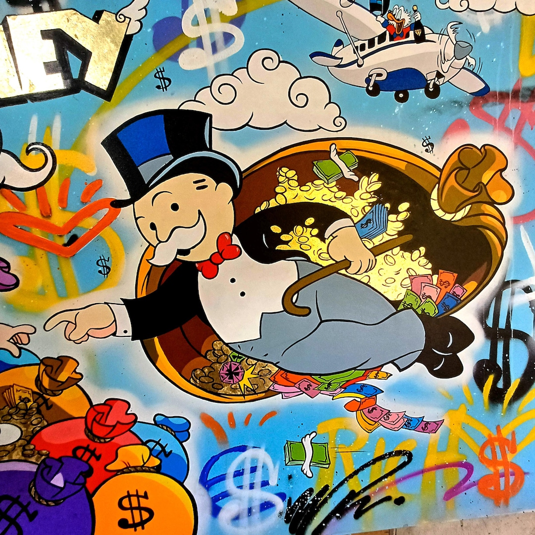 Richie Rich Canvas Painting Wall Decor / Alec Monopoly Art / Cartoon ...