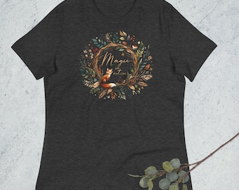 Enchanted Fox T-Shirt - Witchy Women's Magic in Motion Forest Tee Cottagecore Goblincore Gift for Her Daughter Girlfriend Nature Lover