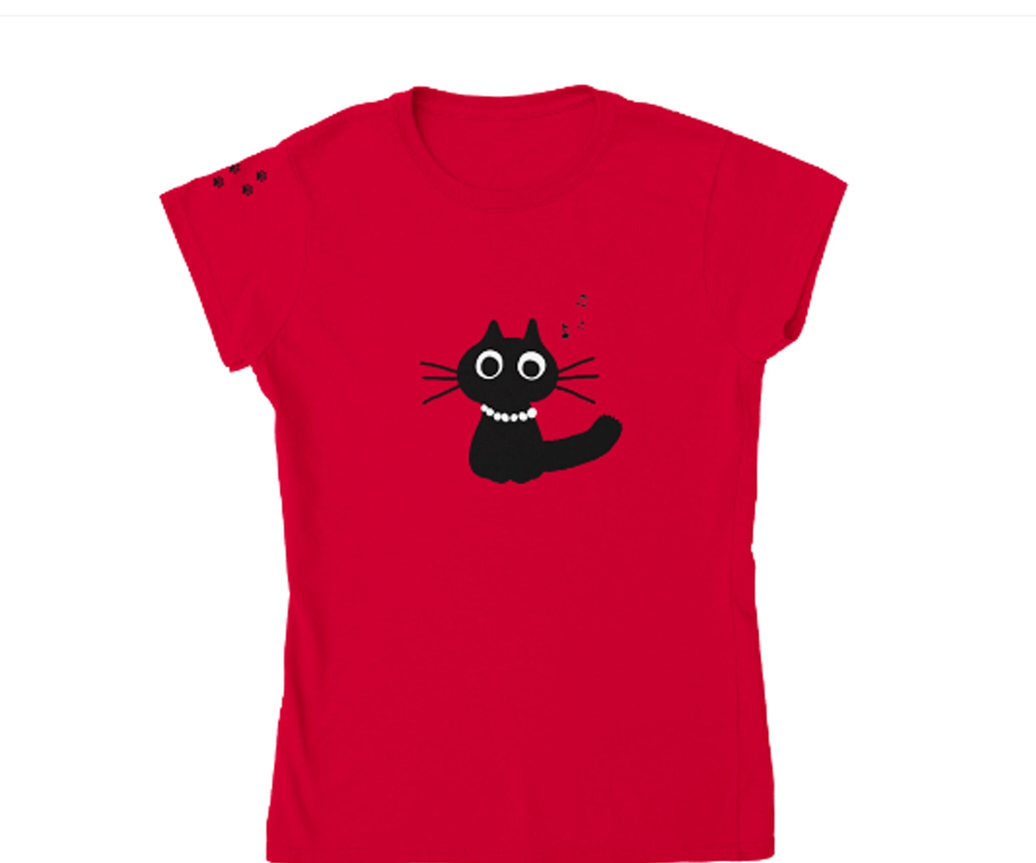 Black Cat Tshirt Personalized Unique Handmade Perfect Gift for Cat