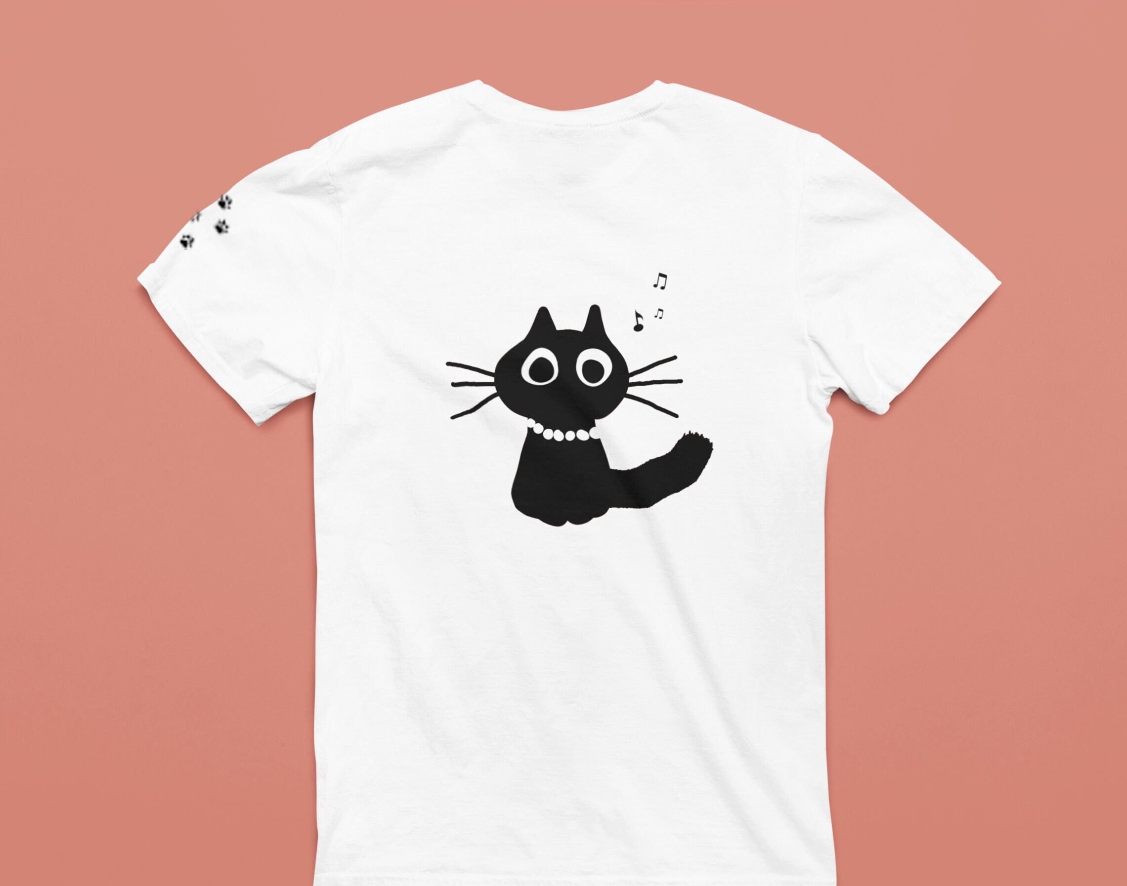Black Cat Tshirt Personalized Unique Handmade Perfect Gift for Cat