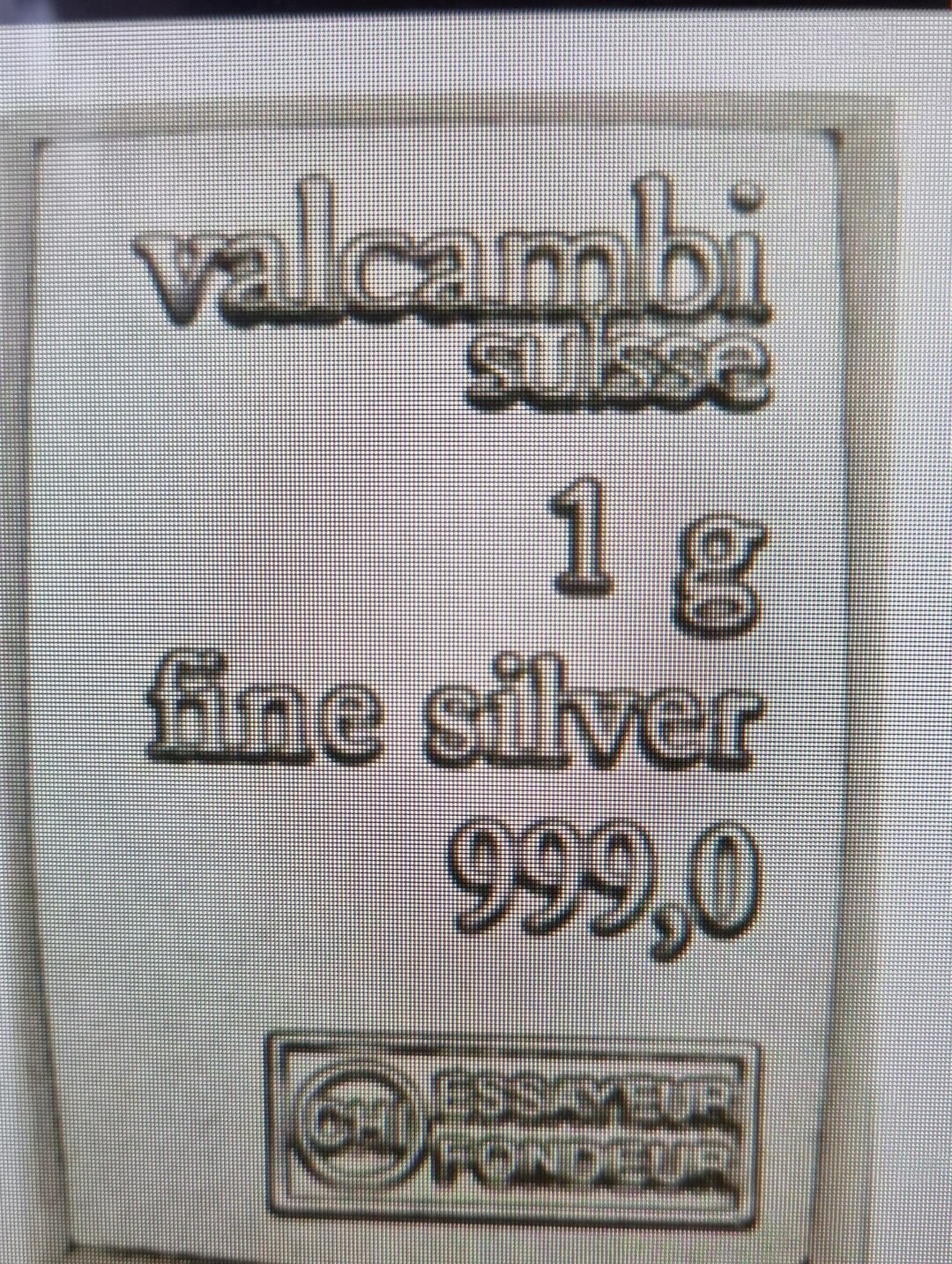 1 Gram Silver Bar From Valcambia Suisse Combi Bar .999 Purity New - Etsy