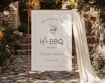 I Do BBQ Bridal Shower Welcome Sign, Editable BBQ Engagement Party Bridal Shower Sign Canva Template, Printable After The I Do BBQ Sign BP11