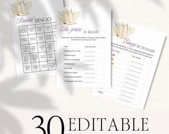 Boots And Bubbly Bridal Shower Games Bundle, Editable Rustic Western Bridal Shower Game Template, Printable Country Bridal Shower Games BP58